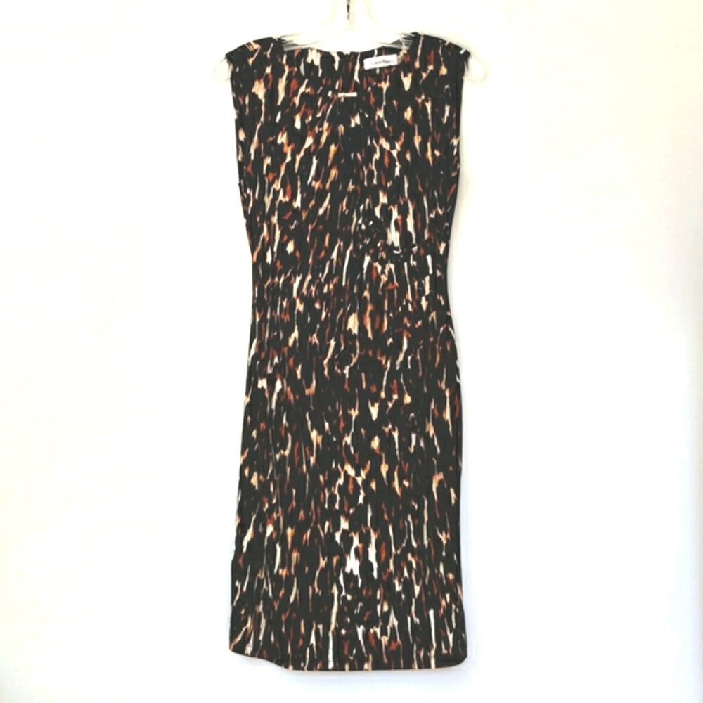 Calvin Klein leopard print dress sleeveless sheath dress animal print